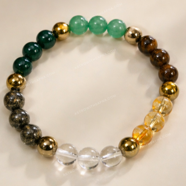 dhan yog bracelet for wealth & success | 7 chakra healing crystal bracelet – natural multi gemstone energy balance bracelet