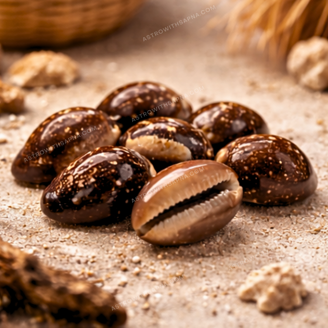 Natural Brown Cowrie Shells (Lakshmi Cowries) – Wealth Attraction, Vastu & Spiritual Prosperity Set
