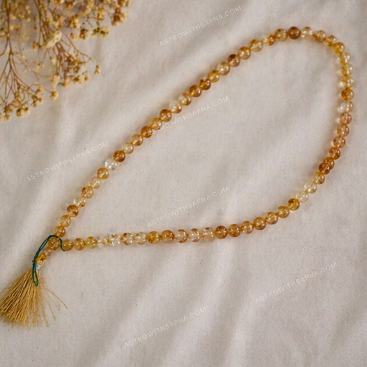 Citrine Mala (108 Beads) – Abundance, Positivity & Energy Necklace